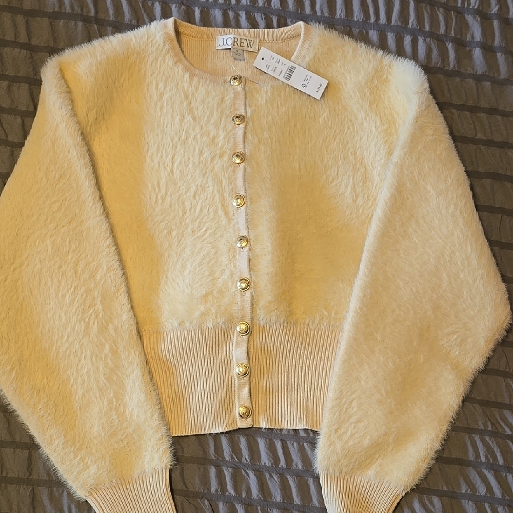J. Crew Cream Cardigan Sweater Soft Texture